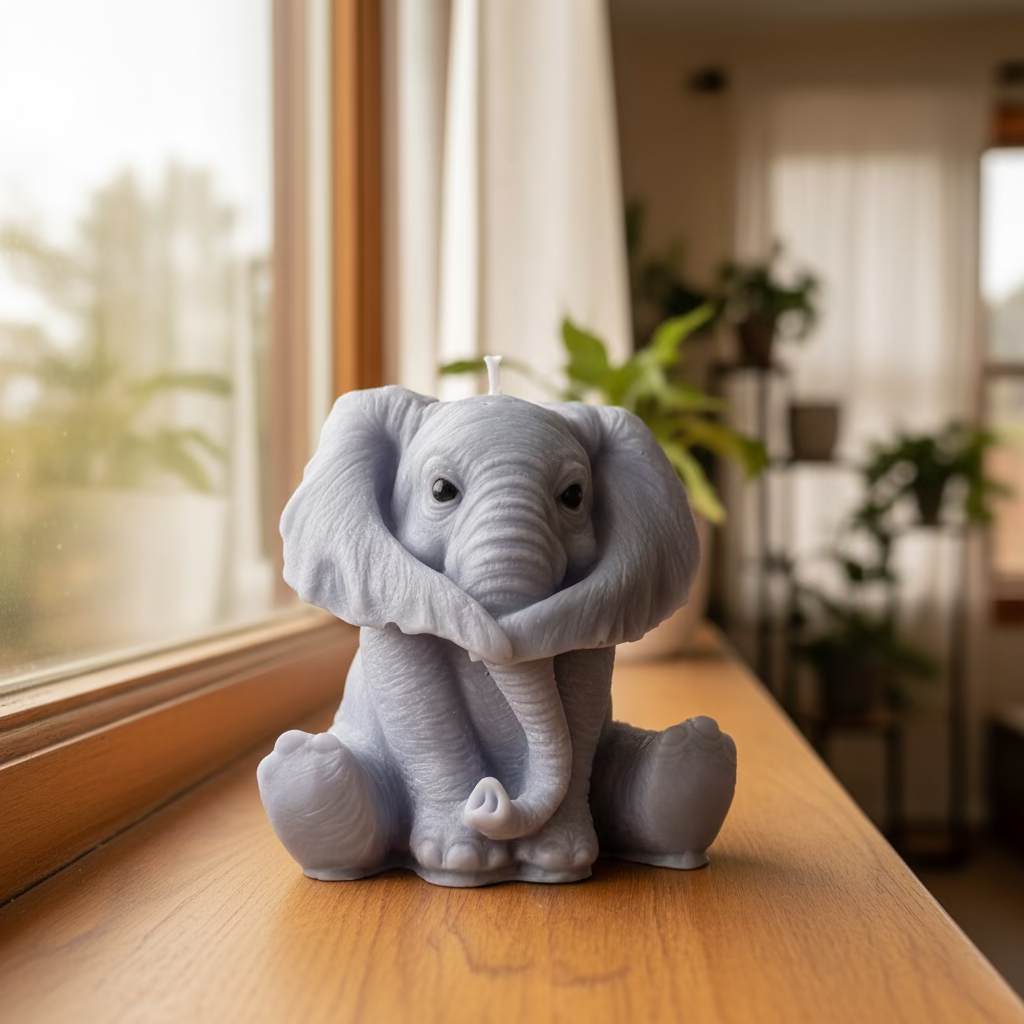 Kerze Elefant - nichts hören - Handgefertigte Kerze aus Sojawachs als Deko oder Geschenk I Manufaktur Wohlleben
