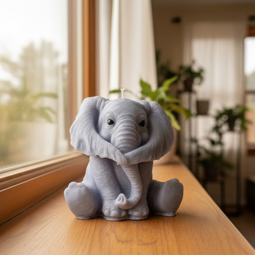 Kerze Elefant - nichts hören - Handgefertigte Kerze aus Sojawachs als Deko oder Geschenk I Manufaktur Wohlleben