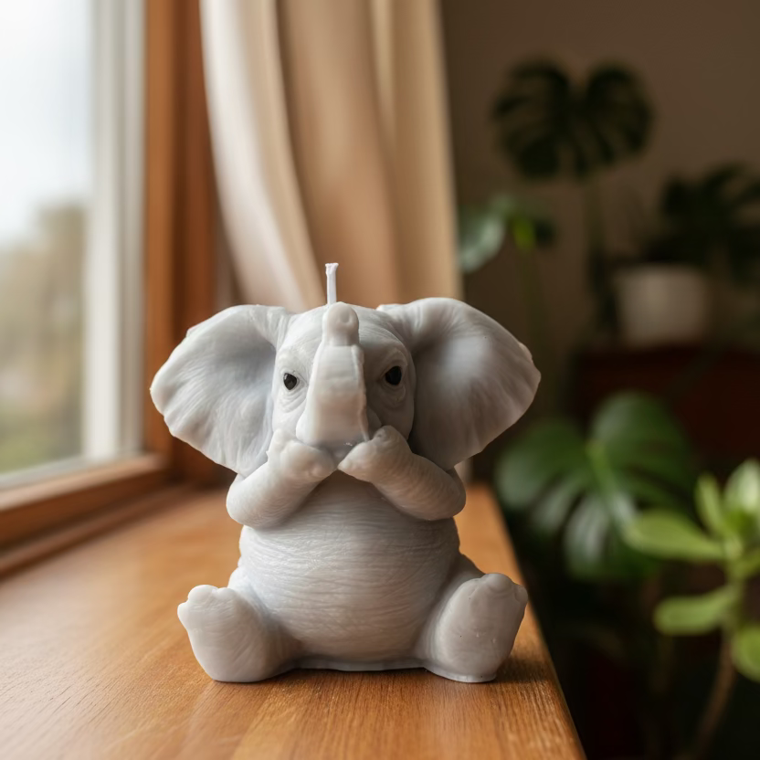Kerze Elefant - nichts sagen - Handgefertigte Kerze aus Sojawachs als Deko oder Geschenk I Manufaktur Wohlleben