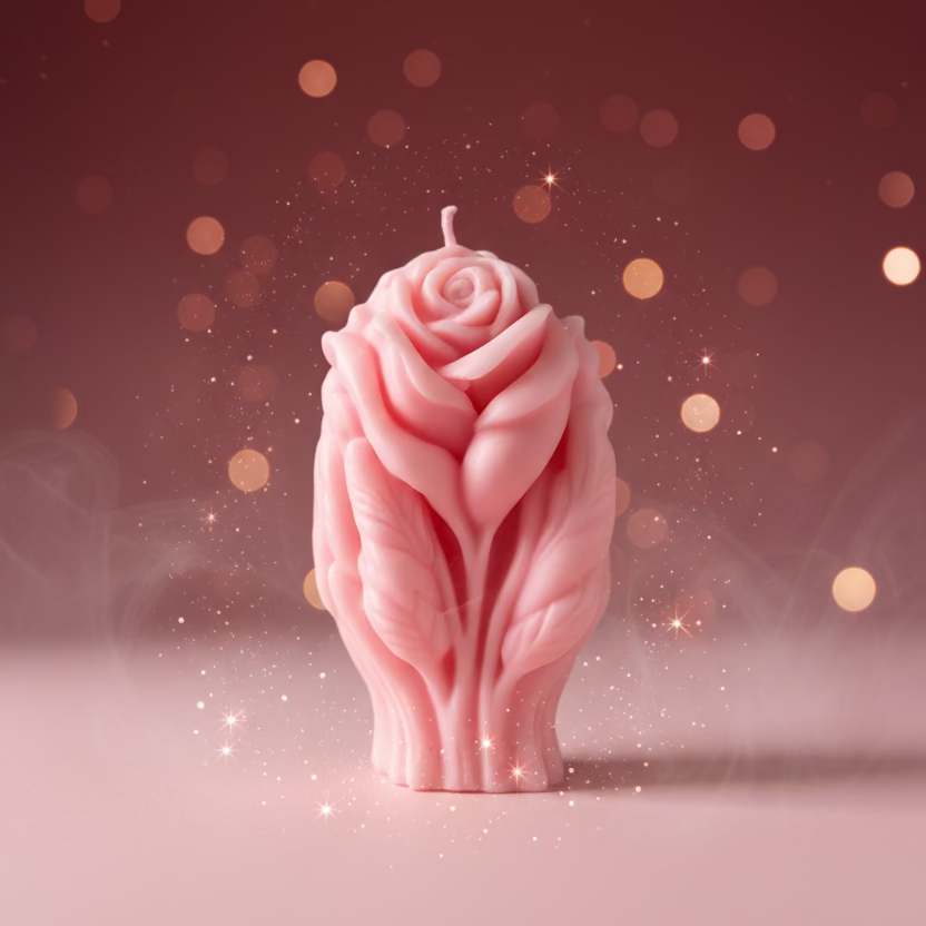 Kerze Fantasy-Rose - Handgefertigte Fantasy-Rosenkerze aus Sojawachs I Manufaktur Wohlleben