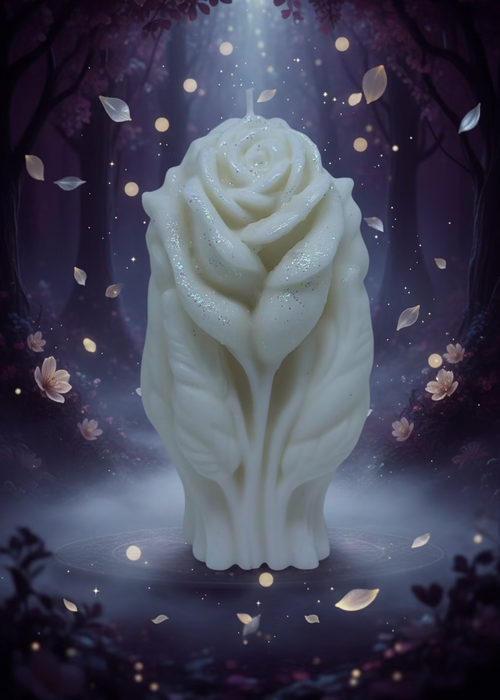 Kerze Fantasy-Rose - Handgefertigte Fantasy-Rosenkerze aus Sojawachs I Manufaktur Wohlleben