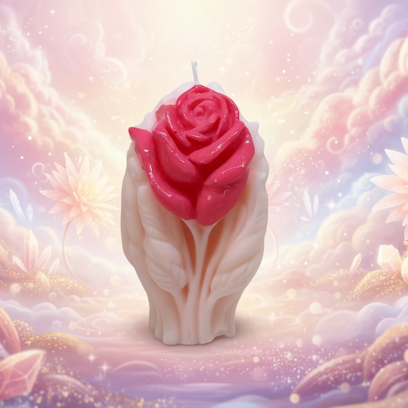 Kerze Fantasy-Rose - Handgefertigte Fantasy-Rosenkerze aus Sojawachs I Manufaktur Wohlleben