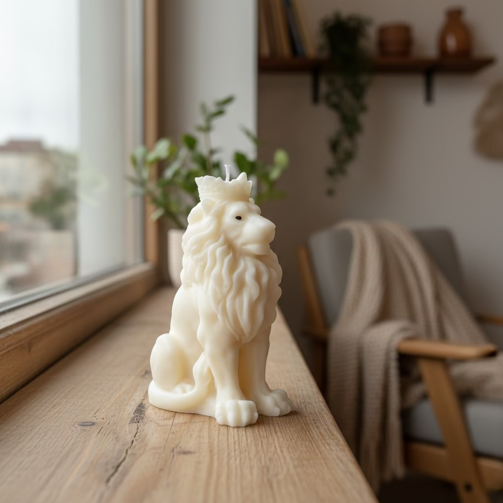 Kerze Löwe - Handgefertigte Kerze aus Sojawachs als Deko oder Geschenk I Manufaktur Wohlleben