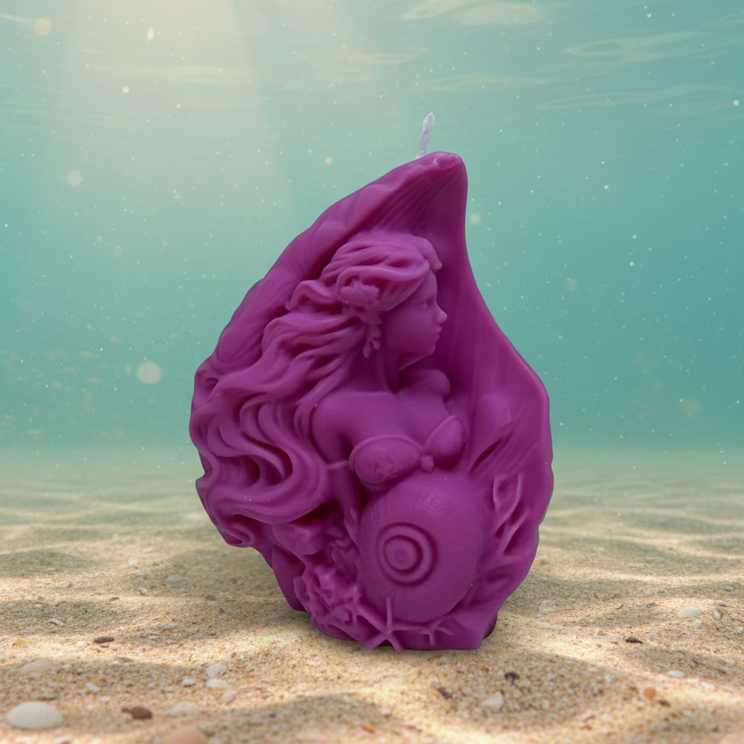 Kerze Meeresgöttin - Handgefertigte Fantasy-Figurenkerze aus Sojawachs in Magenta I Manufaktur Wohlleben