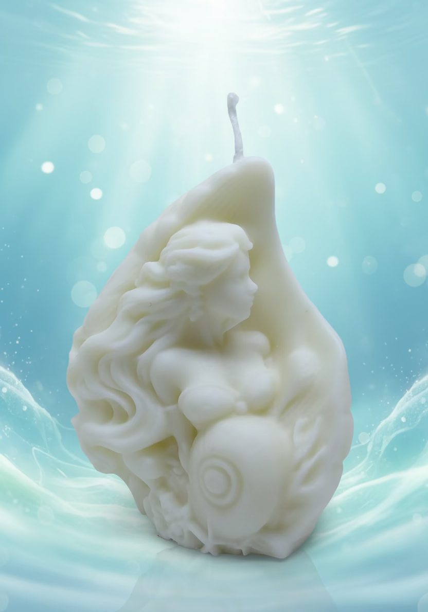Kerze Meeresgöttin - Handgefertigte Fantasy-Figurenkerze aus Sojawachs in Natur I Manufaktur Wohlleben