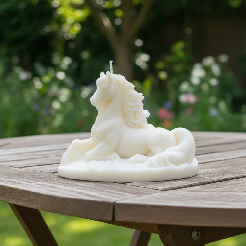 Kerze liegendes Pferd - Handgefertigte Kerze aus Sojawachs als Deko oder Geschenk I Manufaktur Wohlleben