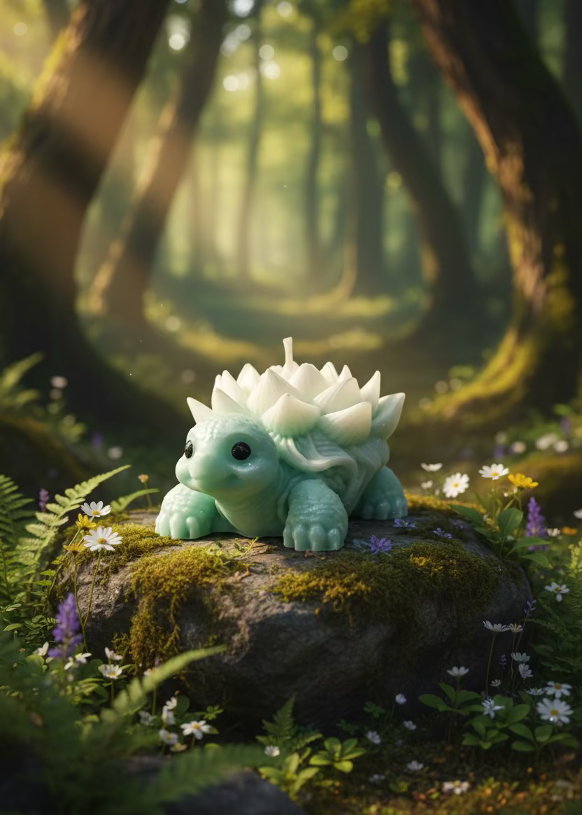 Kerze Schildkröte mit Lotusblüte - Handgefertigte Tierkerze aus Sojawachs I Manufaktur Wohlleben