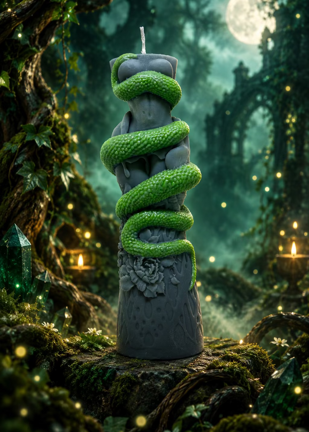 Kerze Schlangenfrau - Handgefertigte Fantasy-Figurenkerze aus Sojawachs I Manufaktur Wohlleben