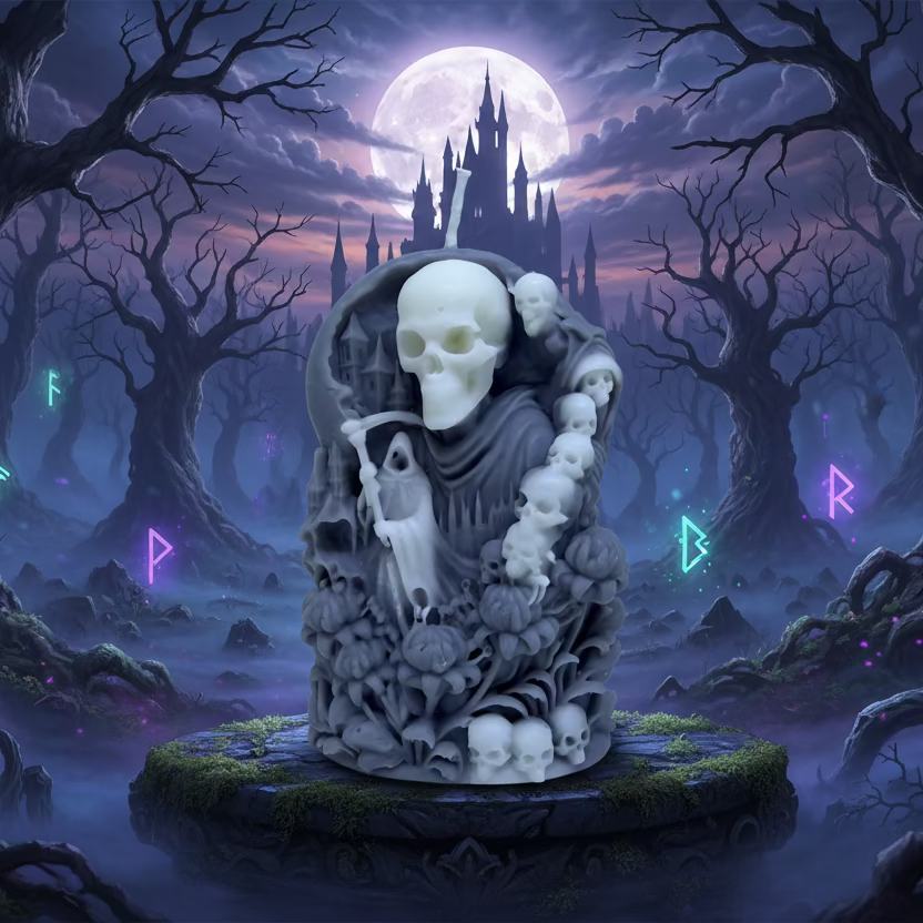 Kerze Sensenmann - Handgefertigte Gothic-Figurenkerze aus Sojawachs I Manufaktur Wohlleben
