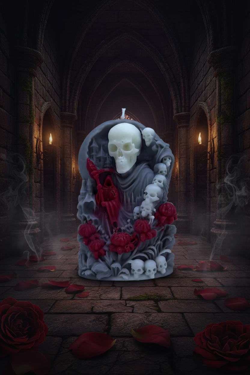 Kerze Sensenmann - Handgefertigte Gothic-Figurenkerze aus Sojawachs I Manufaktur Wohlleben