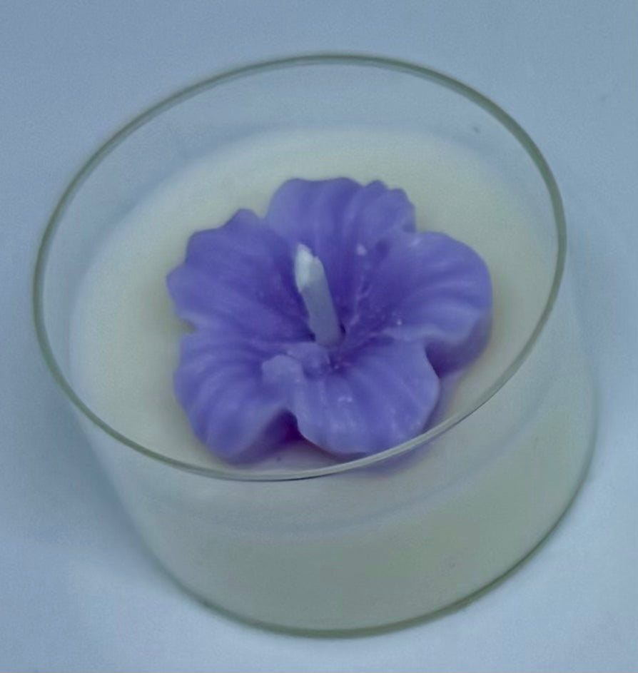 Teelichter Hibiskusblüten natur