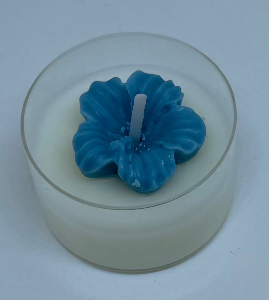 Teelichter Hibiskusblüten natur