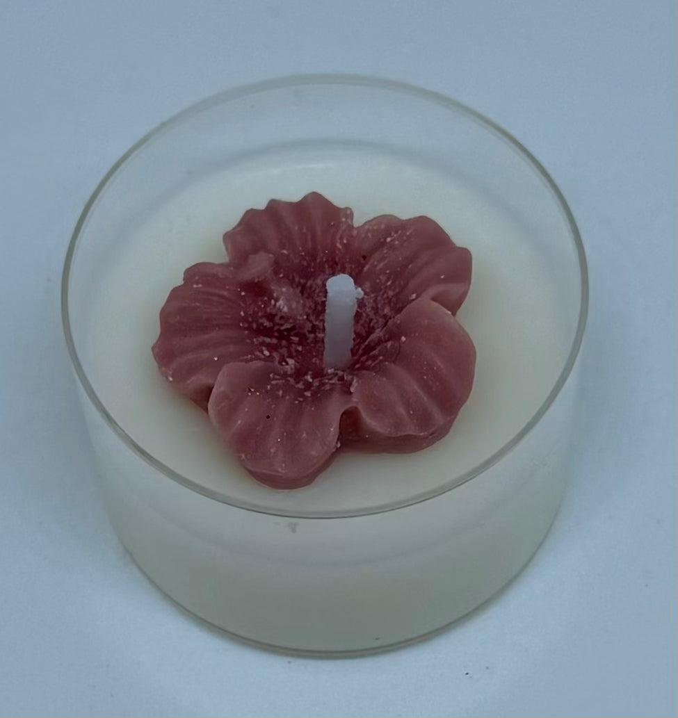Teelichter Hibiskusblüten natur