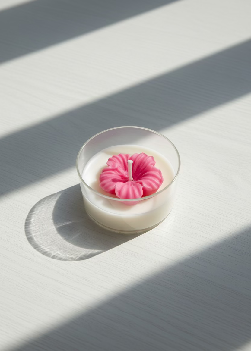 Teelichter Hibiskusblüten - Handgefertigte Blumenkerzen aus Sojawachs in pink I Manufaktur 