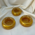 3er-Set Teelichthalter flach in Goldglitter-Optik – Manufaktur Wohlleben