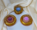 3er-Set Teelichthalter flach in Goldglitter-Optik – Manufaktur Wohlleben
